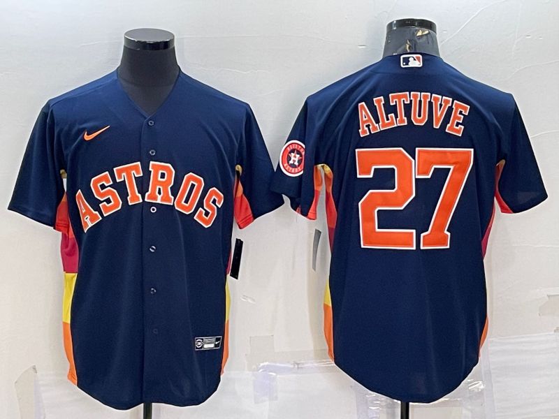 Men Houston Astros 27 Altuve Blue Game Nike 2022 MLB Jersey